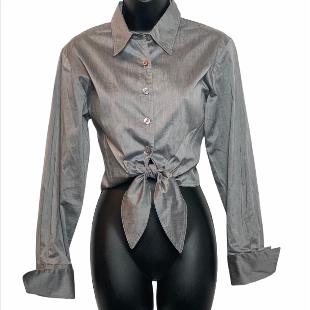 Krazy Larry Tie Front Crop Top Size Small